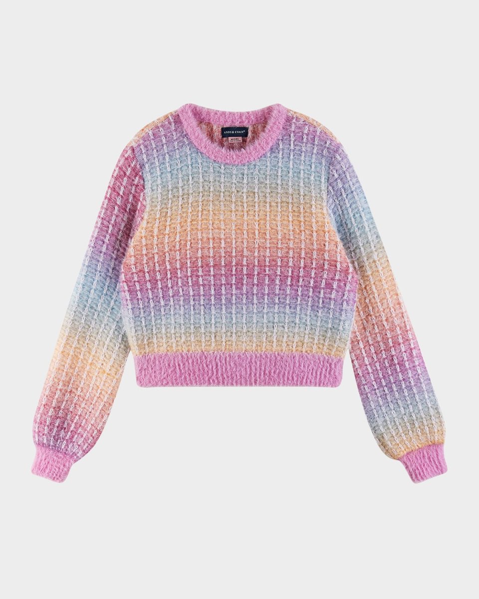 Girl's Cropped Multicolor Sweater, Size 7-16